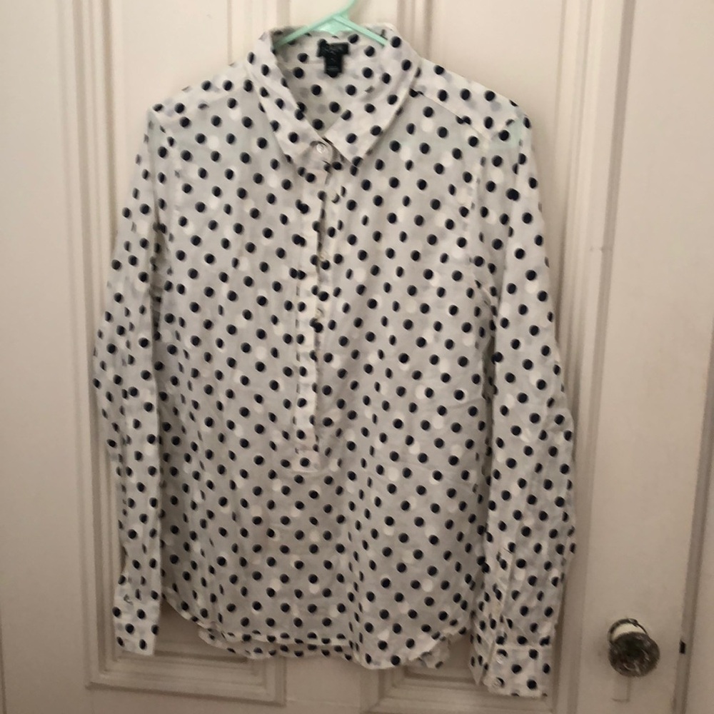 White Polka Dot Button-Up Shirt